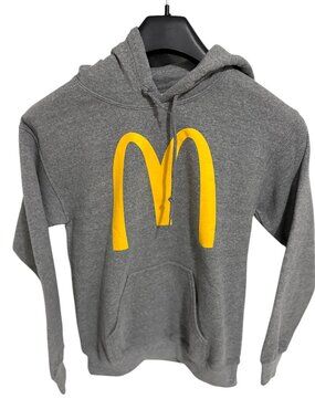 McDonalds Apparel Collection Mens Small Crewneck Hooded Sweatshirt Gray